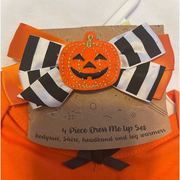 Baby essentials girls orange pumpkin outfit with matching bow size 3months NWT - Picture 3 of 6
